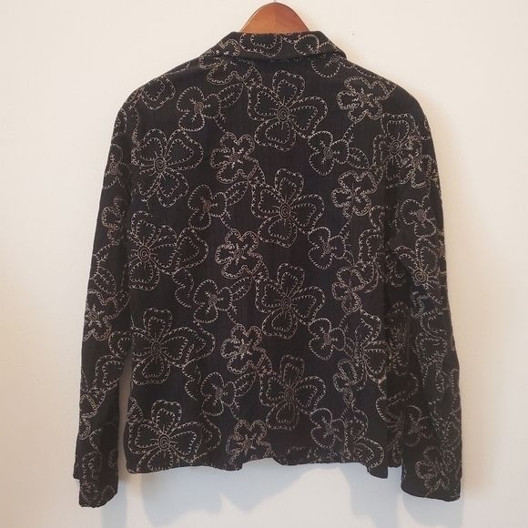 FLAX Jeanne Engelhart Embroidered Floral Jacket 100% Cotton Sz Medium - Picture 7 of 9